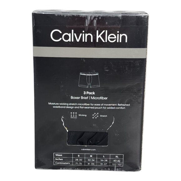 Calvin Klein 3 Pack Mens Microfiber Boxer Briefs XL Black Grey Lime Green - Picture 4 of 7